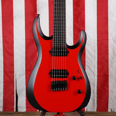 Jackson Pro Plus Series DK Modern MDK7 HT - Satin Red with Black Bevels image 1