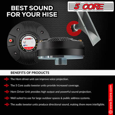 5 Core Compression Driver 135W RMS 8 Ohm Titanium Horn Throat Tweeter Speaker 18 TPI Threading - 2PCS image 8