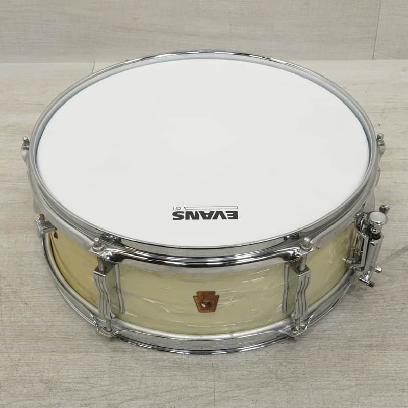 Used Ludwig 14x5 Pioneer Vintage Wood Snare Drum White Marine Pearl image 1