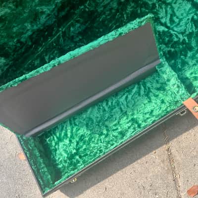 G&G Stratocaster/Telecaster case - Dark Brown Snakeskin, Light Brown accents, Gold Piping, and Hunter Green Interior image 7