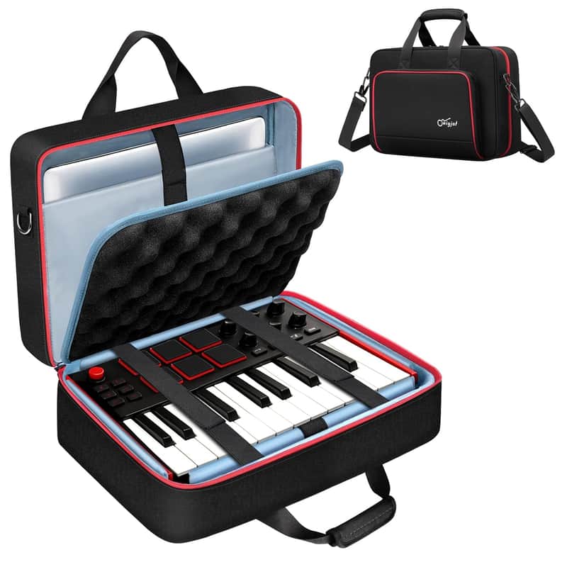 MIDI Keyboard Case for AKAI MPK MINI MK3, Carrying Case for Arturia MiniLab 3 with 14“ Laptop Compartment, Soft Padded MIDI Controller Keyboard Bag with Handle & Shoulder Strap image 1