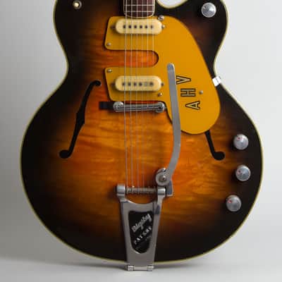 Mosrite  /Gretsch Country Gentleman Custom Thinline Hollow Body Electric Guitar,  c. 1959, period black hard shell case. image 3