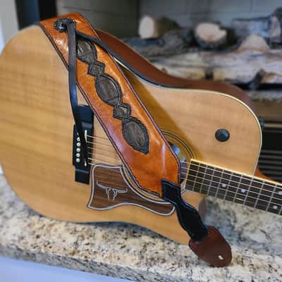 The Southern Outlaw - Handcrafted Full Grain Leather & Louisiana Premium Alligator Accent Guitar Strap image 2