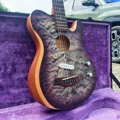 CLIP SAE-580 Travel Silent Guitar Black quilted Purple Burst image 2