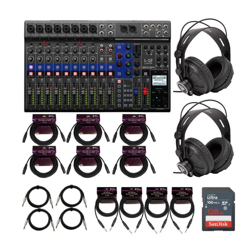 Zoom LiveTrak L 12 12 Channel Digital Mixer and Multitrack Recorder Bundle image 1