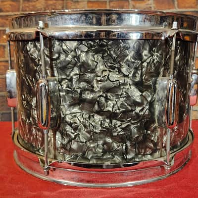 Vintage 1960s Rogers Spotlight 8x12" Rack Tom Drum Black Pearl Wrap image 7