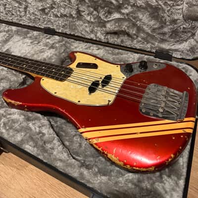 1971 Fender Competition Mustang Bass Competition Red image 2