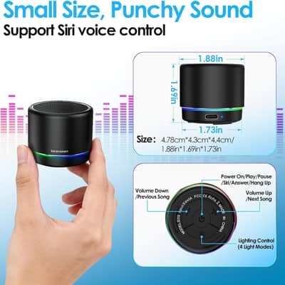 Mini Portable Bluetooth Speaker 5.4 with Noise-Reducing Microphone, Compact Wireless Speaker for Travel, Home & Outdoor Use image 7