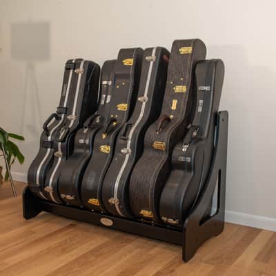 "Case Place" single level storage rack for acoustic, electric, bass, and other instrument cases BLACK image 1