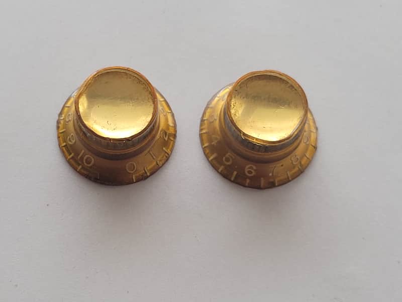 1962-1970 Gibson Gold Reflector Knobs Set Of 2 Original image 1