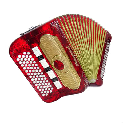 Rare 5 Row Button Accordion Record C System 123 Bass Buttons, made in Italy, New Straps, Original Case 2098, Wonderful Rich sound! image 2