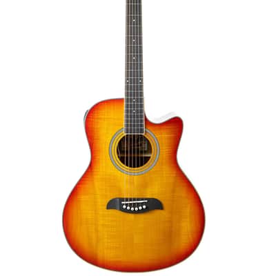 Oscar Schmidt OA10CE Mini Auditorium Acoustic-Electric Guitar - Spalted Maple image 1