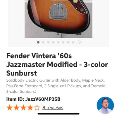 Fender Vintera '60s Jazzmaster Modified 2019 - 2020 - 3-Color Sunburst image 3