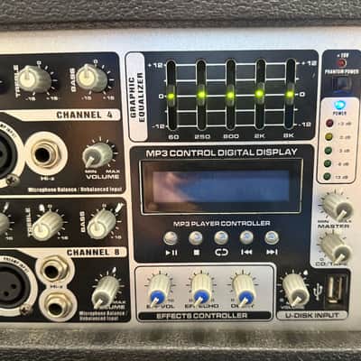 Guardian Audio B8MP3 8-Channel Powered PA Mixer Head w/ USB MP3 Player & Effects image 2