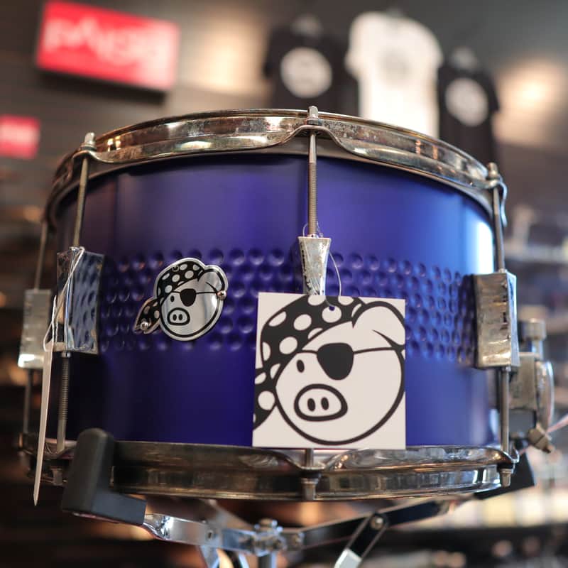 Pork Pie 8x14" Center Hammered Steel Snare Drum (Satin Purple w/ Aged Hardware) image 1