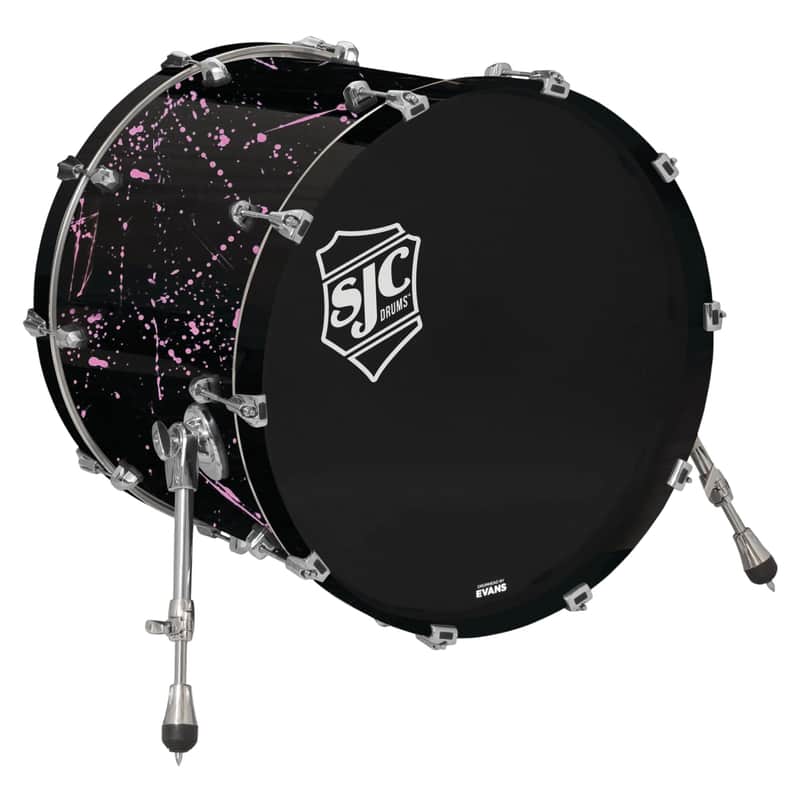 SJC Drums Navigator 18" x 22" Bass Drum-Black with Pink Splatter *USA Small Business* image 1