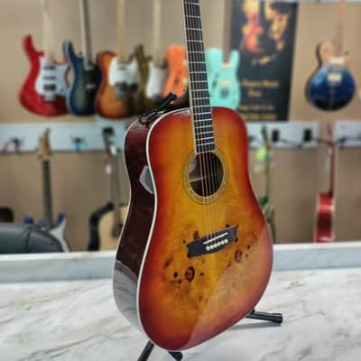 Washburn DFBDA Deep Forest Burl Dreadnought Acoustic Guitar 2022 Amber Fade image 6