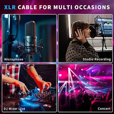 XLR Cables, Microphone Cables 6ft 2 Pack, XLR Speaker Cable Male to Female Gold-Plated 3-Pins Mic Cables Compatible with Microphones, Stage Lighting, Speaker image 4