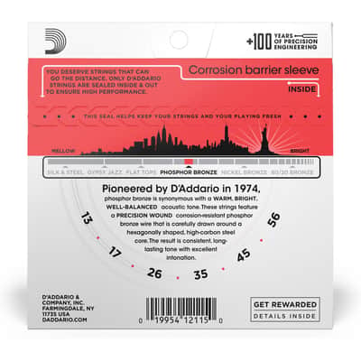 D'Addario EJ17 Phosphor Bronze Acoustic Guitar Strings, Medium, 13-56 image 3