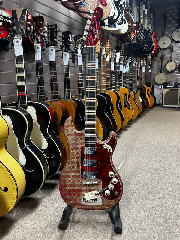 Hofner Galaxie 176 Red Brocade-Texture Vinyl 1960s Electric Guitar image 1