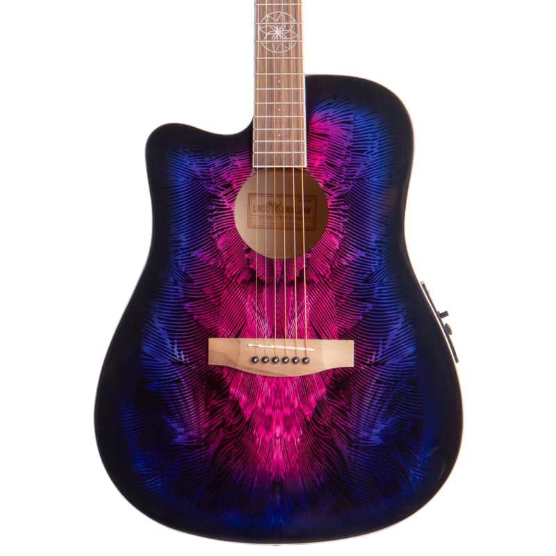 Lindo Left Handed Purple Swallow V1 Electro Acoustic Guitar Dreamcatcher Inlay + Padded Gigbag image 1