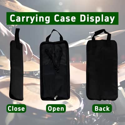 Drumstick Bag Handbag, Drum Sticks Portable Storage Carrying Case with Interior Hooks, Oxford Fabric Drum Stick Holder for Percussion Mallets (Black) image 3