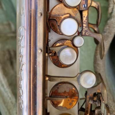 Grafton Acrylic and Metal Alto Saxophone 1950s - Cream and Brass image 16