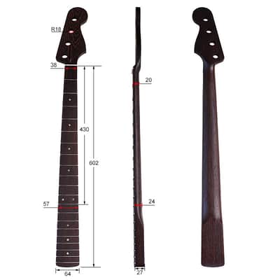 4 String Wenge Bass Guitar Neck,20 fret image 5