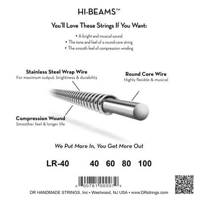 DR LR-40 Hi-Beam Lite Bass Strings 40-100 2010s - Standard image 4