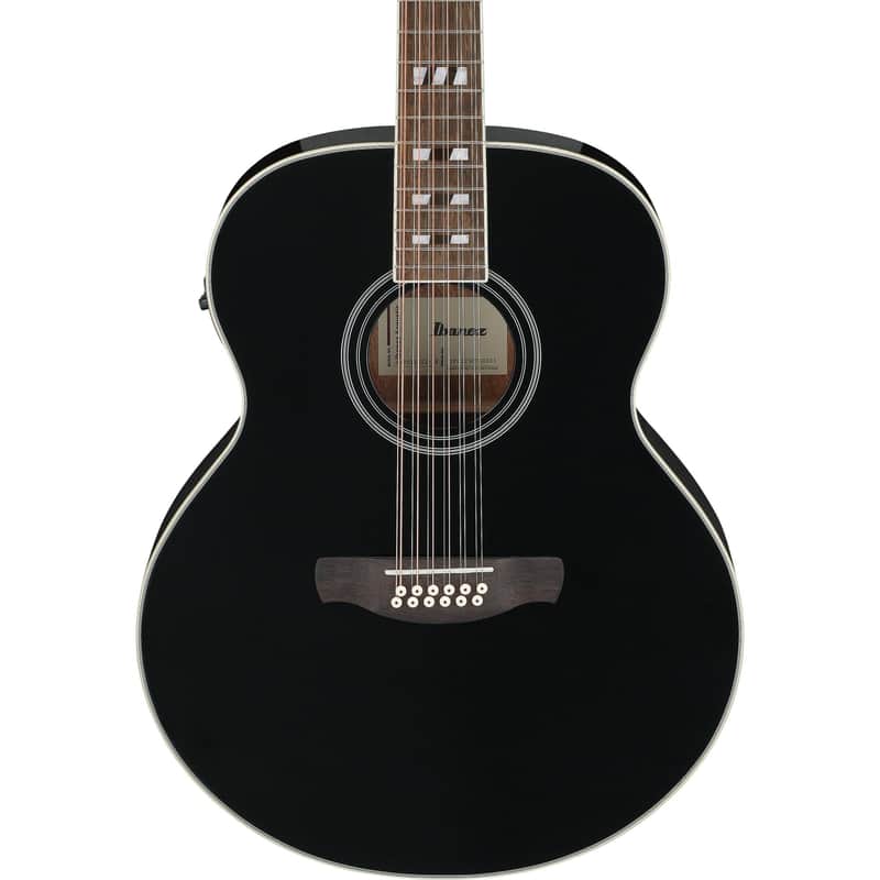 Ibanez AJ7012M1E Artwood Jumbo 12-String Acoustic-Electric Guitar - Black image 1