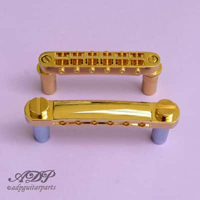 Gold Gotoh GE103B bridge + GE101Z tailpiece Tune-O-matic Style Metric Set image 5