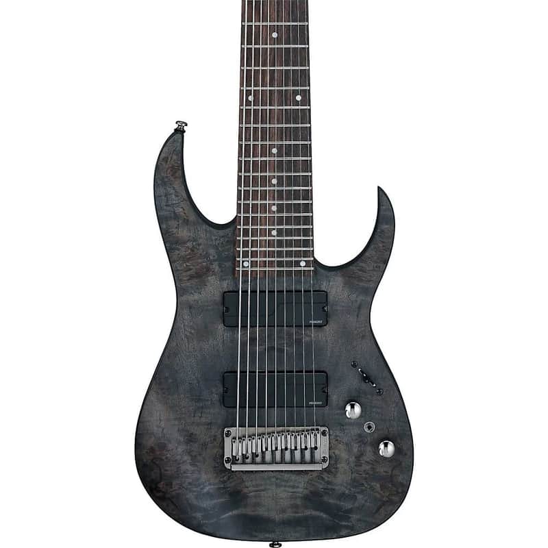 Ibanez RG Axe Design Lab RG9PBTGF 9-String Solid Body Electric Guitar with Macassar Ebony Fretboard, Right-Handed, Transparent Gray Flat image 1