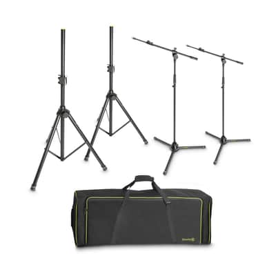 Gravity Two Mic Stand and Two Speaker Stand Set with Bag image 1