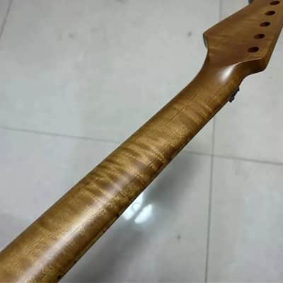 Roasted Maple Wood Guitar Strat Style Neck with 22 Frets Fretboard, Locking Nut image 5