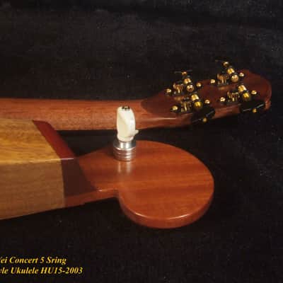 Handmade 5 String Harp Style Concert Ukulele Solid Mango, MOP Vine Inlay, Bruce Wei HU15-2003 image 10