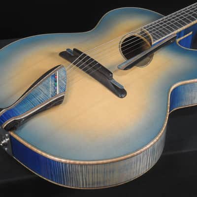 2015 Mirabella Oval Hole Archtop Blue Sunburst with Side Trapdoors image 6