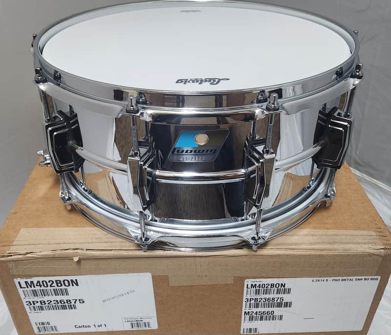 Ludwig LM402 Blue/Olive Badge 6.5x14" Supraphonic 10-Lug Aluminum Snare Drum | NEW Authorized Dealer image 1