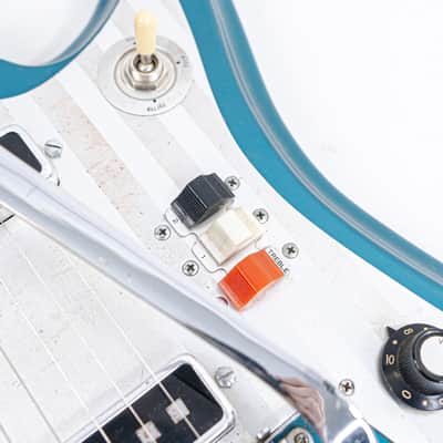 60s Teisco Del-Ray ET-230 Sharkfin Guitar Lake Placid Blue w/ Bridge Mute, Vibey Design image 7