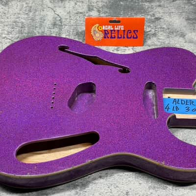 Real Life Relics 69 Thinline Tele® Telecaster® F Hole Body Double Bound Aged Purple Flake Sparkle