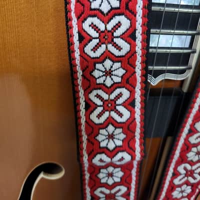 Rare Vintage 1960's Ace Style Amacord Vintage Red Black Hendrix Clapton Guitar Strap image 2