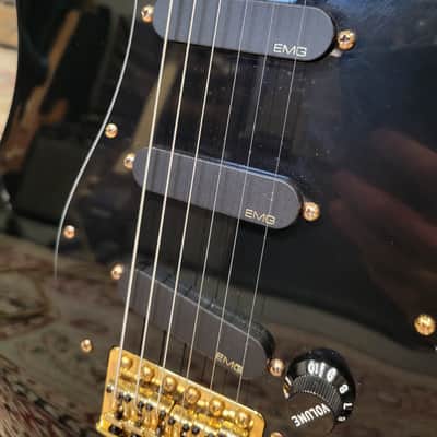 Fender Deluxe Series Stratocaster MIM w/ EMG Pick Ups - 2000s - Black/Gold W/ Gig Bag (C016-48) image 8
