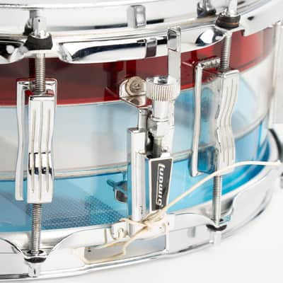 Ludwig 1975' Vistalite Red / Clear / Blue Tricolour Color Snare Drum 14"×5" image 3