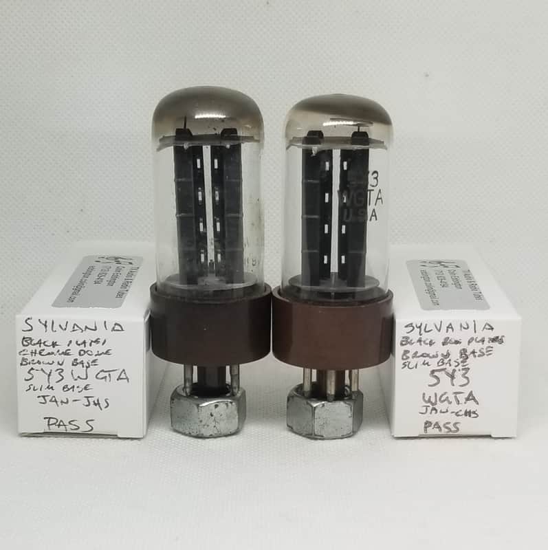 Sylvania JAN 5Y3WGTA Tall Boy Brown Base Black Plate Rectifier Matched Pair NOS 5Y3 image 1