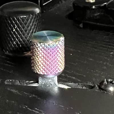Kinnatone Short Rainbow burnt Stainless Steel knurled 3 or 5 way Blade style Switch Tip For Strat or Tele image 2