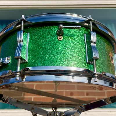 1960s Ludwig 5x14 No. 908P Jazz Festival Snare Drum Green Sparkle image 5