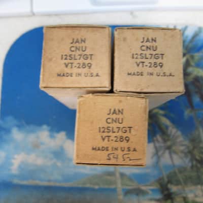 3 NOS JAN CNU 12SL7GT, VT-289 Western Electric, National Union Vintage Tubes, Black Plates, D Getters, 1944, Boxes, NEW 1944 image 3