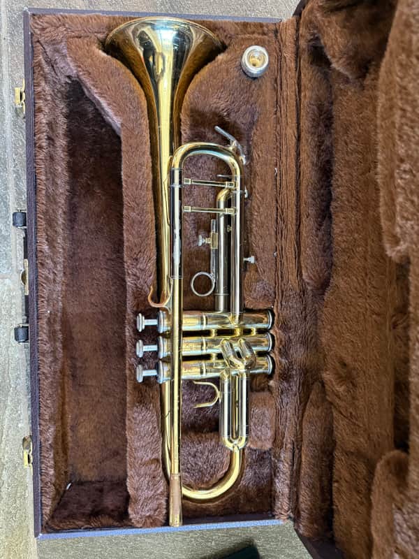 Trumpet with case and mouthpiece. Accent brand image 1