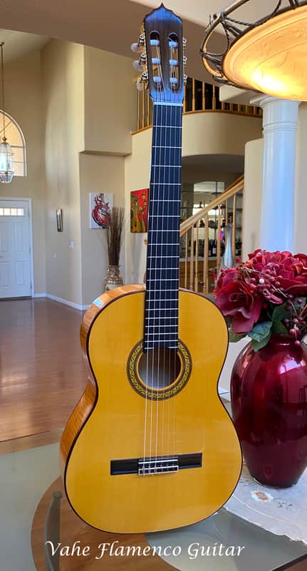 Vahe Flamenco Guitar , Curly Maple , French Polished Blanca image 1