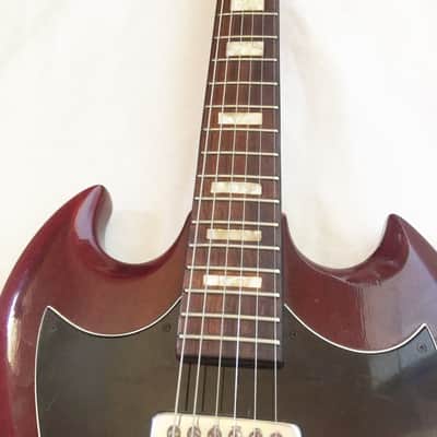 Vintage Kinor SG Electric Guitar - 1969. Made in Japan. Transparent Cherry. image 7