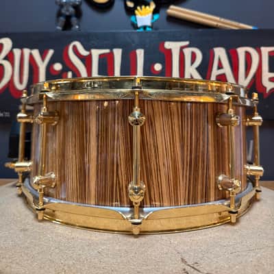 Exotic Drum Co. 14x6" Zebrawood Stave Snare Drum - Natural Oil image 5